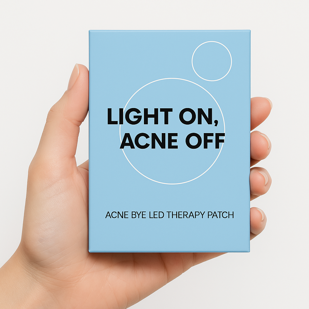 Acne Bye LED Therapy Patch for targeted acne treatment with red and blue light therapy.