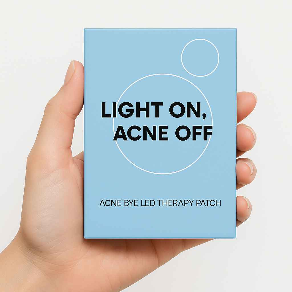 Acne Bye LED Therapy Patch for targeted acne treatment with red and blue light therapy.