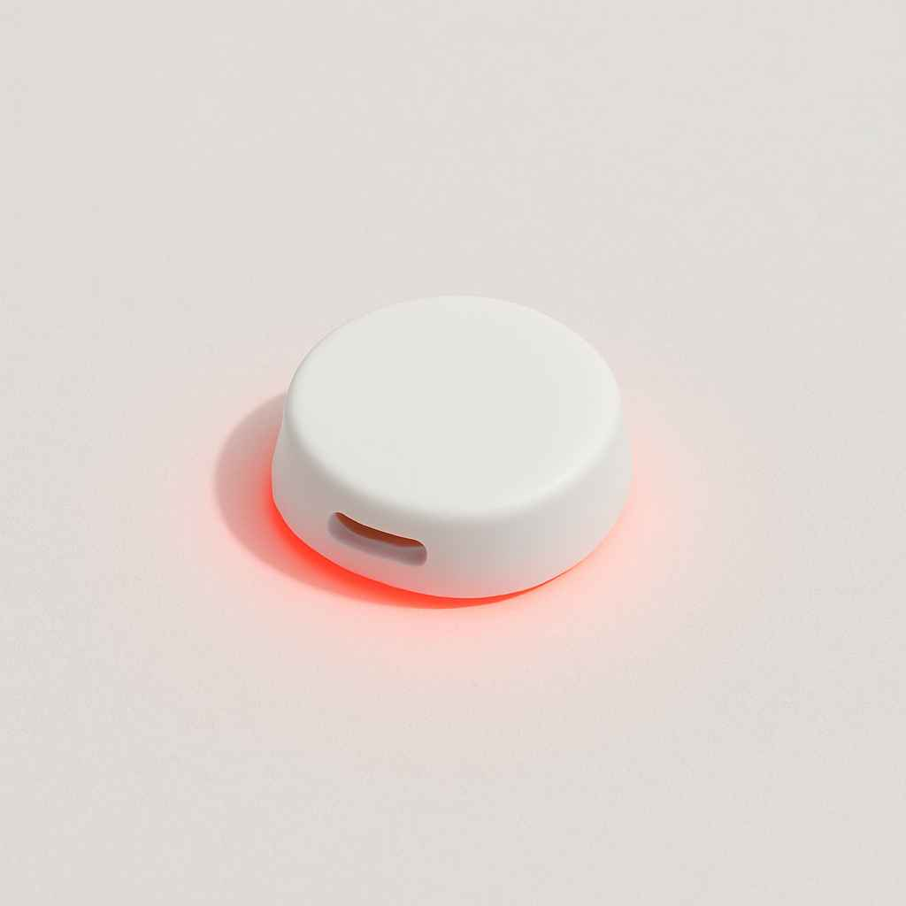 Close-up of Acne Bye LED Therapy Patch device designed for acne treatment.