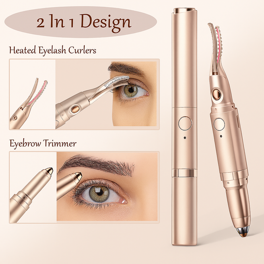 2 in 1 Heated Eyelash Curler Eyebrow Trimmer Electric Portable USB